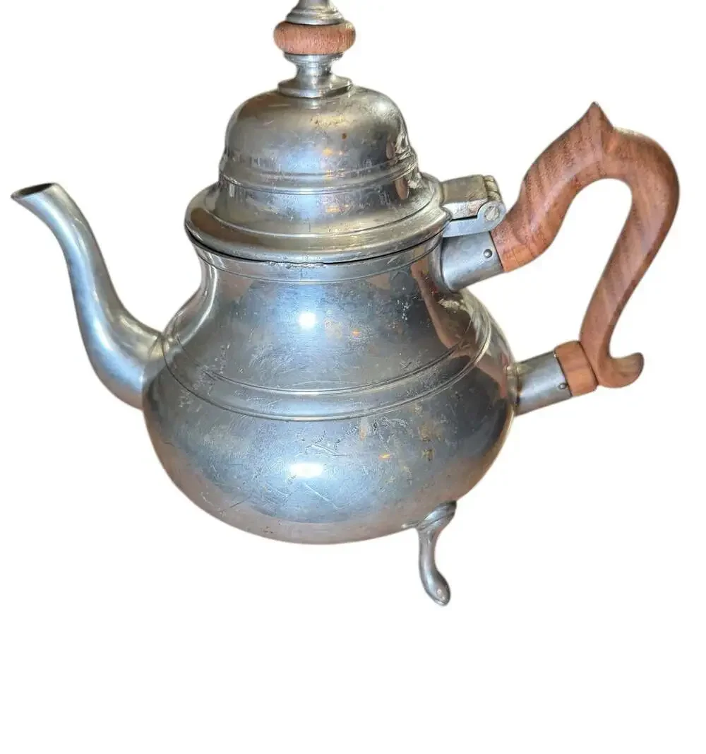 Wilton Armetale Pewter Coffee Tea Pot Wooden Handle Footed Vintage USA